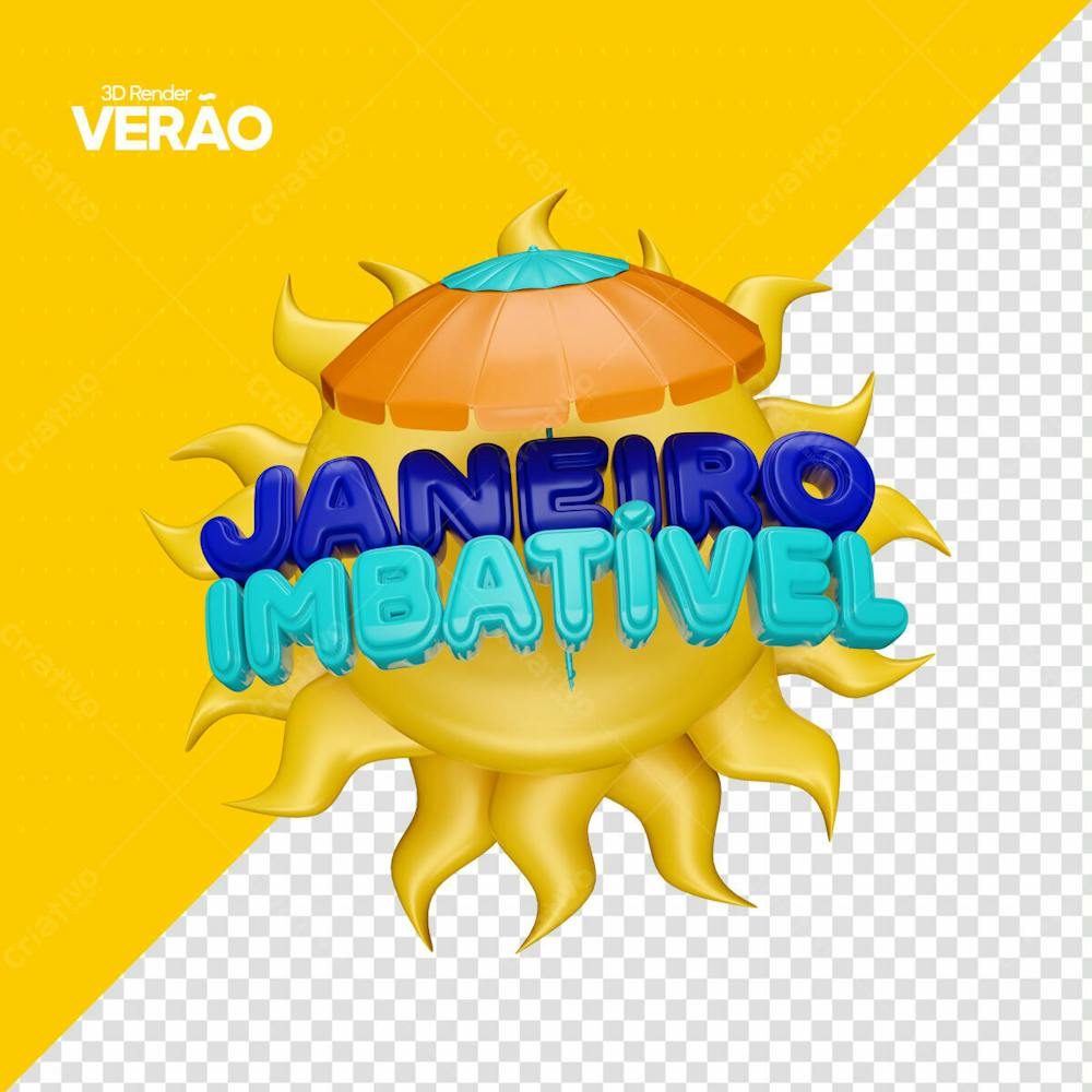 Janeiro Imbatível Verão Selo 3D Para Campanha De Marketing