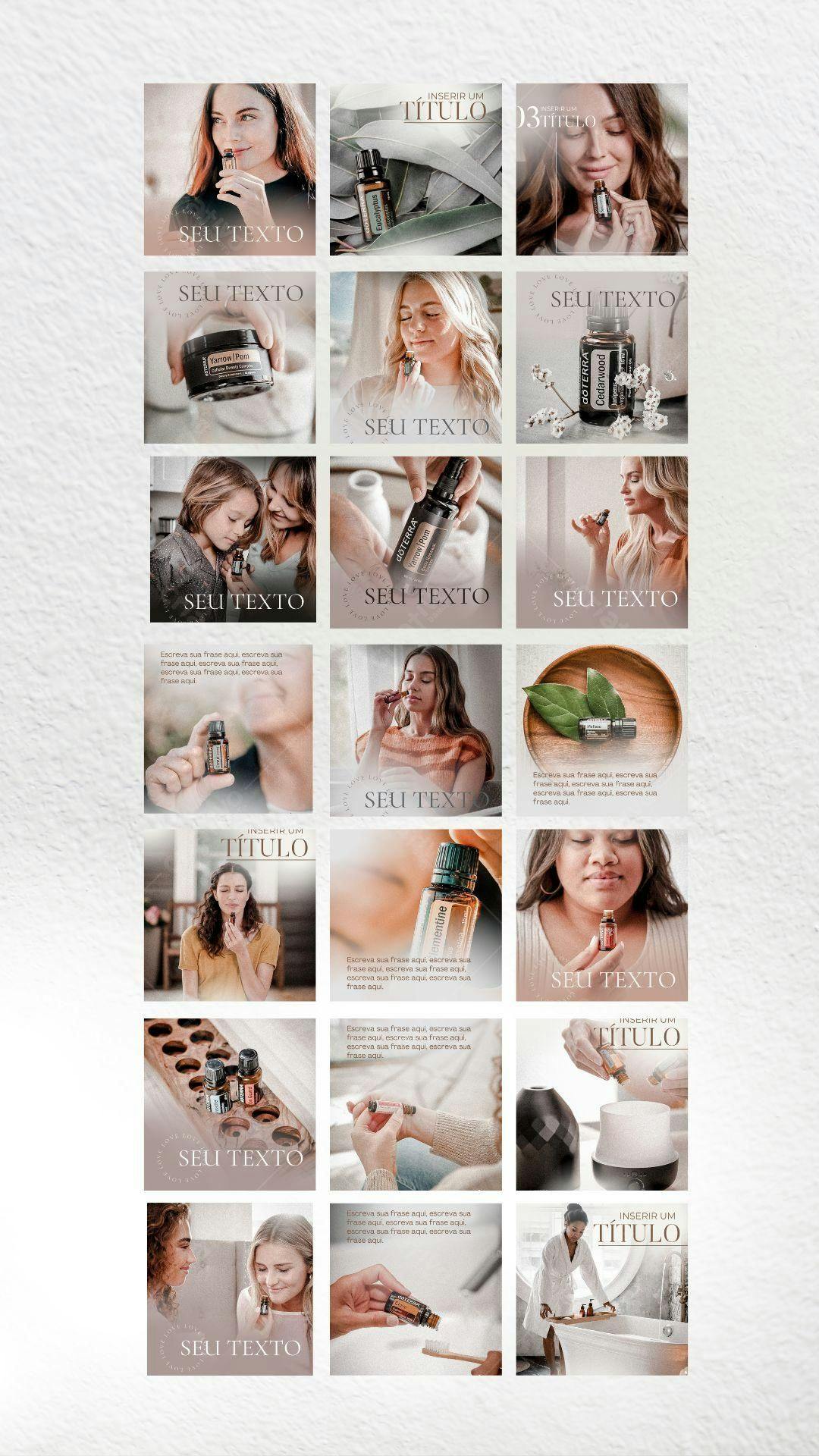Post Instagram Aromaterapia Bege e Dourado Editável no Canva