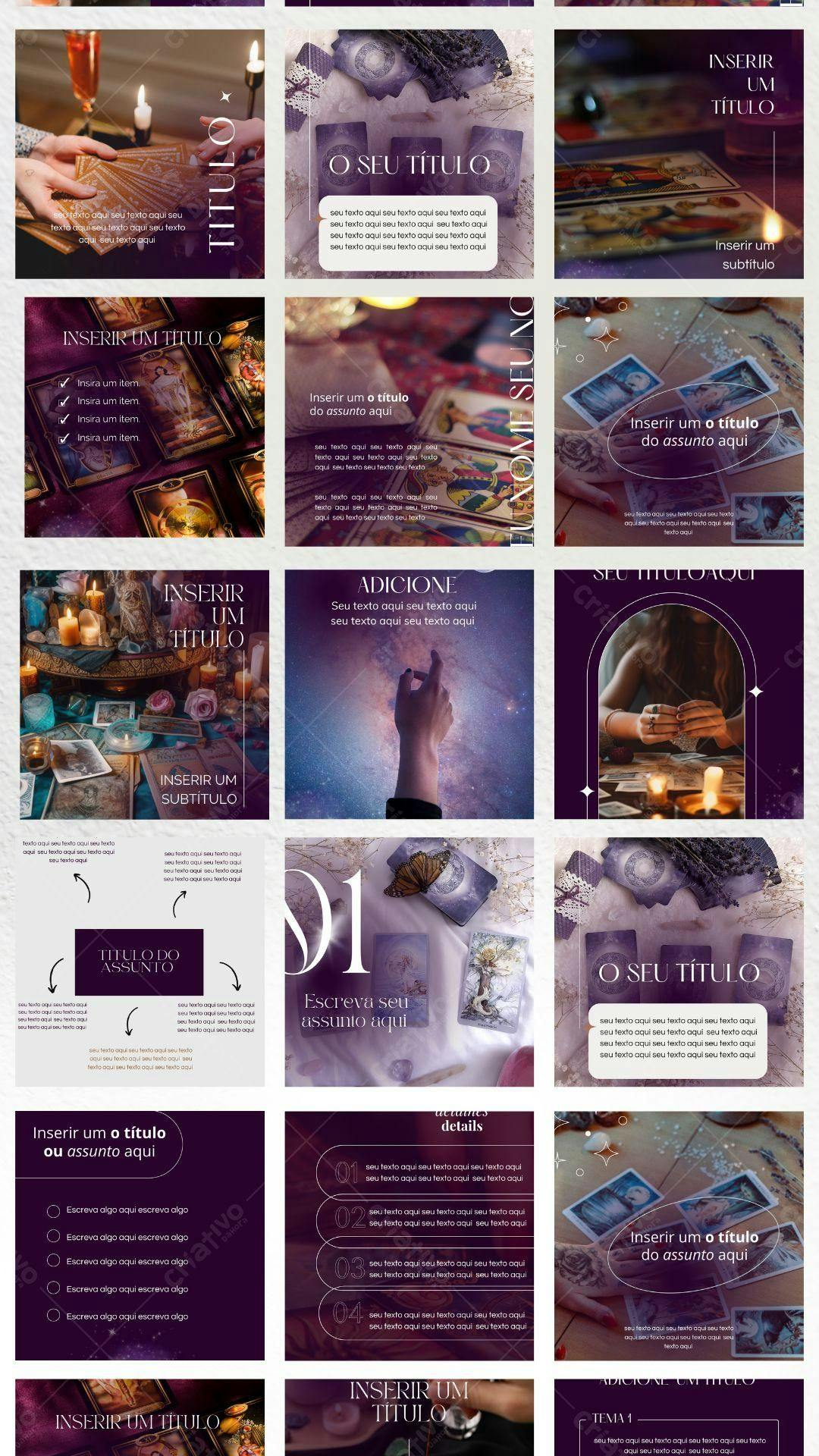 Template Instagram Místico com Cartas de Tarô Editável no Canva