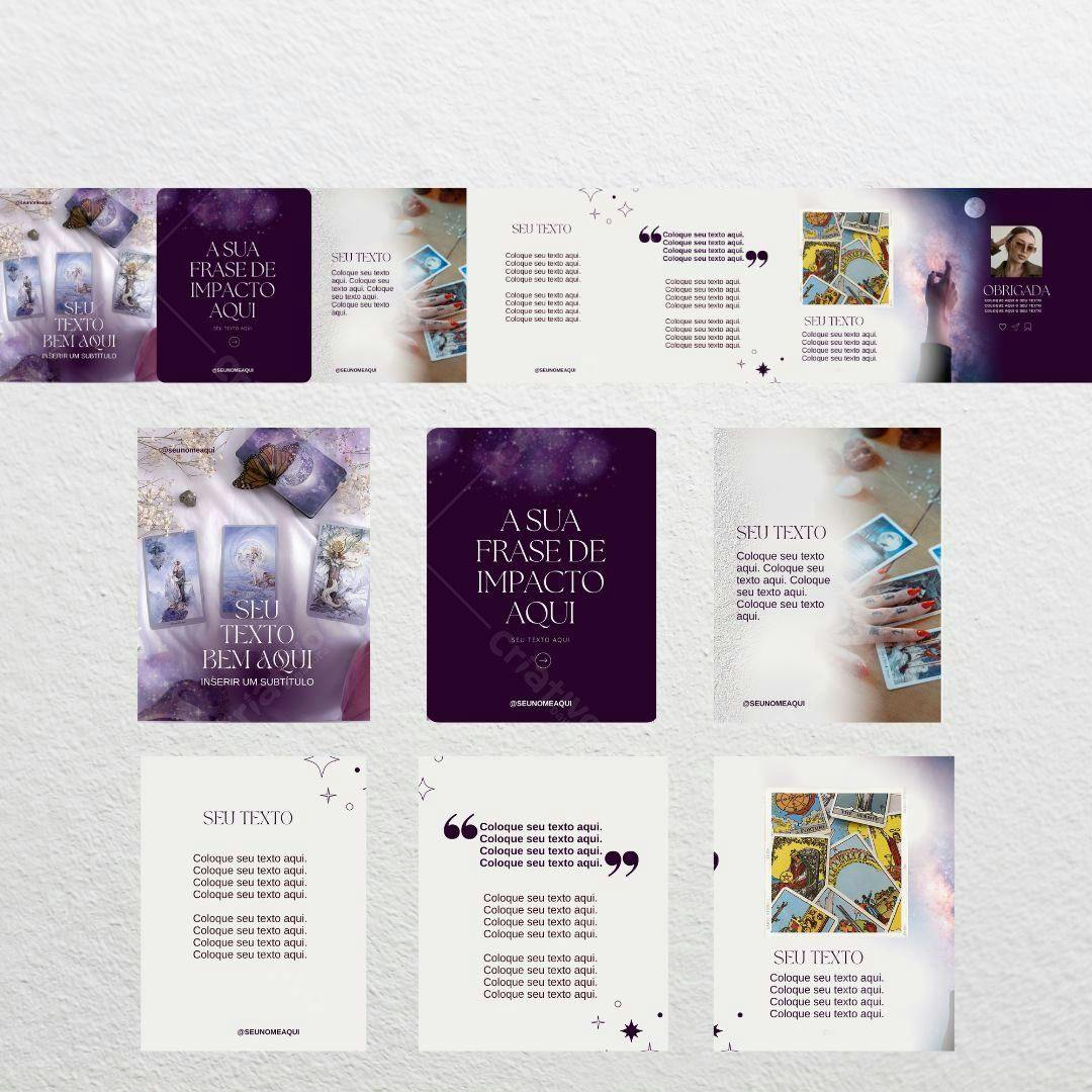 Template Instagram Tarot Místico com Fotos Editável no Canva