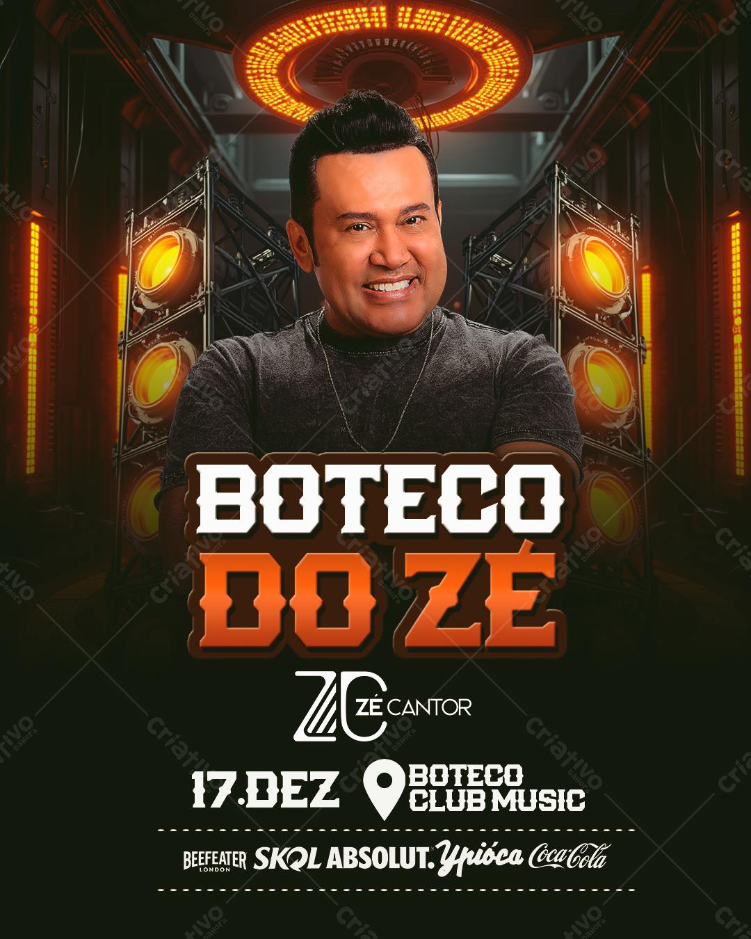 Flyer para Show Zé Cantor - Boteco do Zé PSD Editável