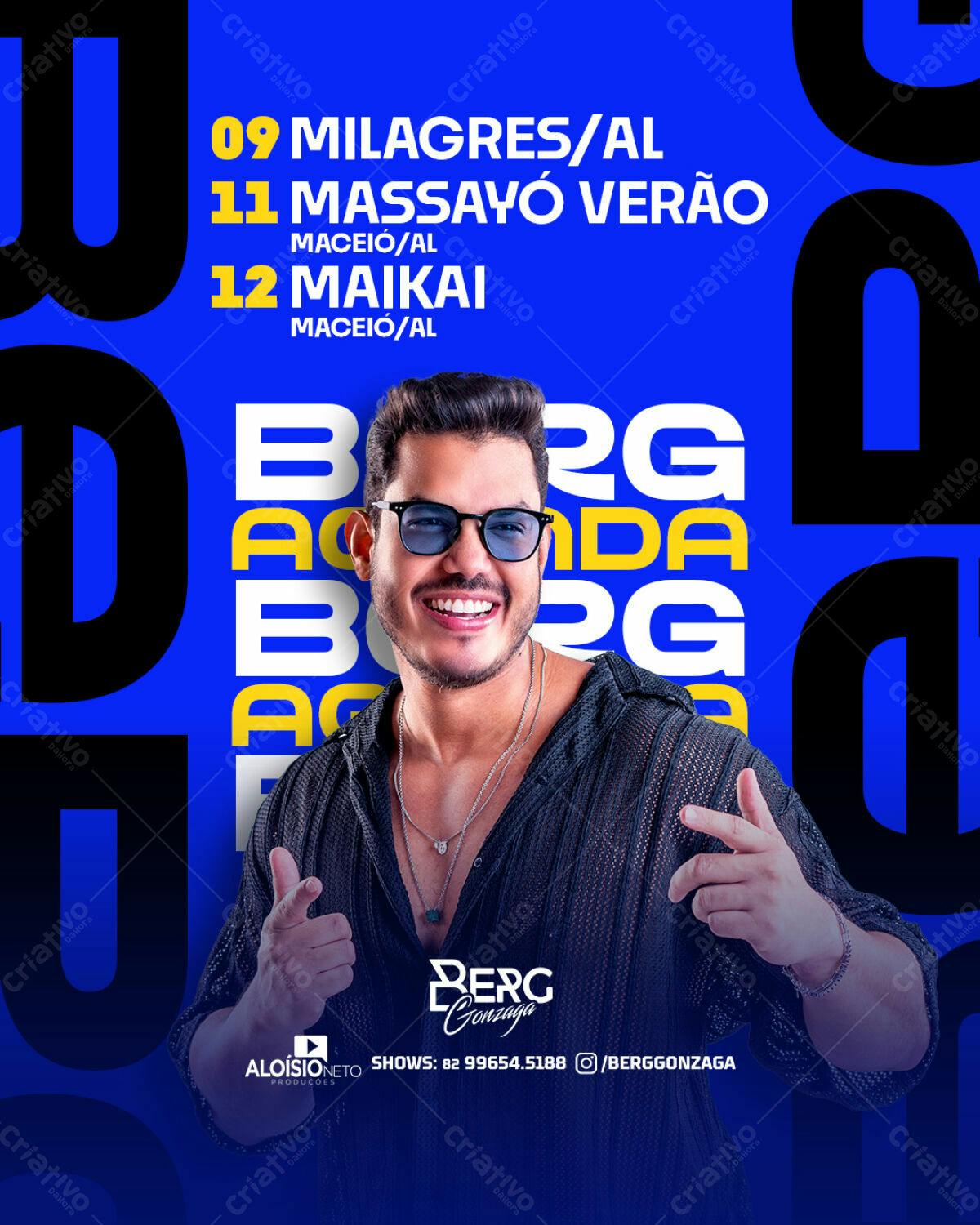 Flyer para Shows de Berg Gonzaga PSD Editável