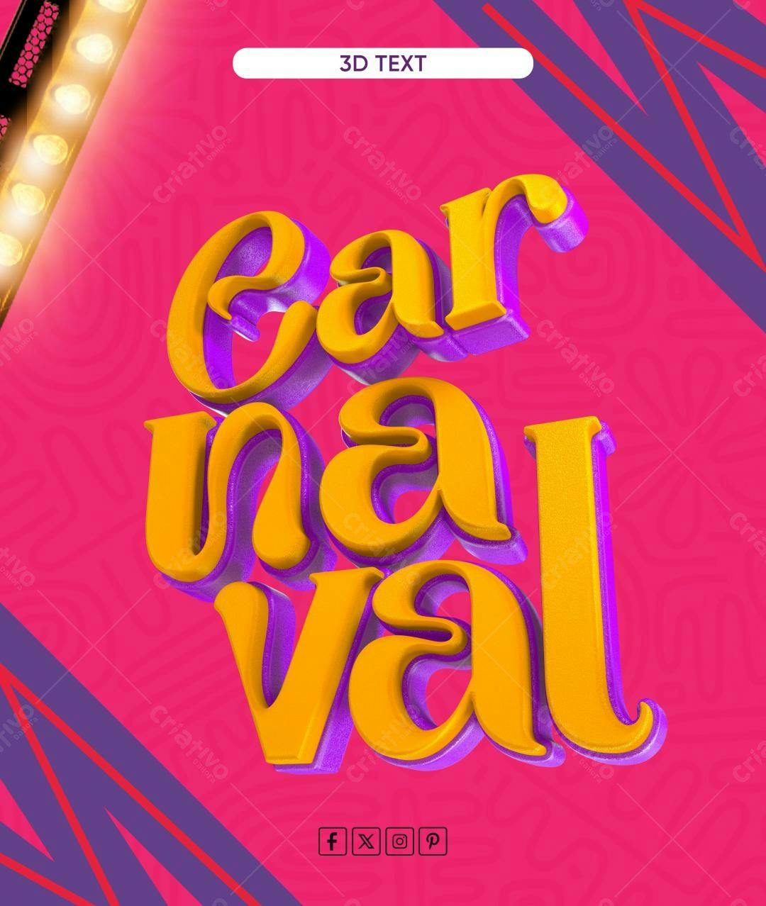 Selo 3D Carnaval Laranja e Roxo
