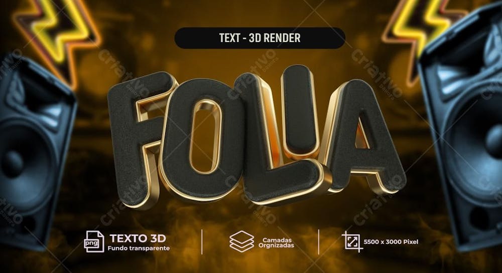 Psd 3D Render Escrita Folia Em Dourado