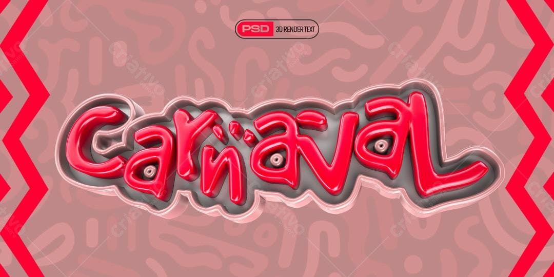 Selo 3D Carnaval Vermelho Brilhante 3D