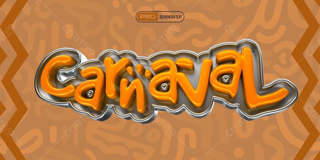 Selo 3D Carnaval Laranja e Prata Metalizado