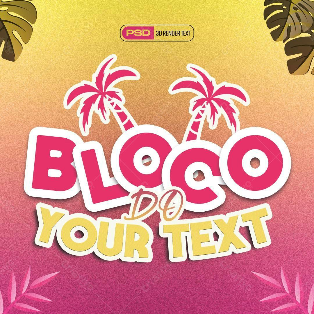 Selo 3D decorativo estilo verão rosa e amarelo