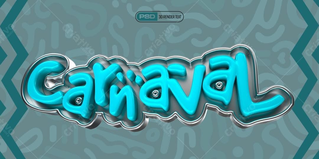 Selo 3D Carnaval Azul e Prata Metalizado