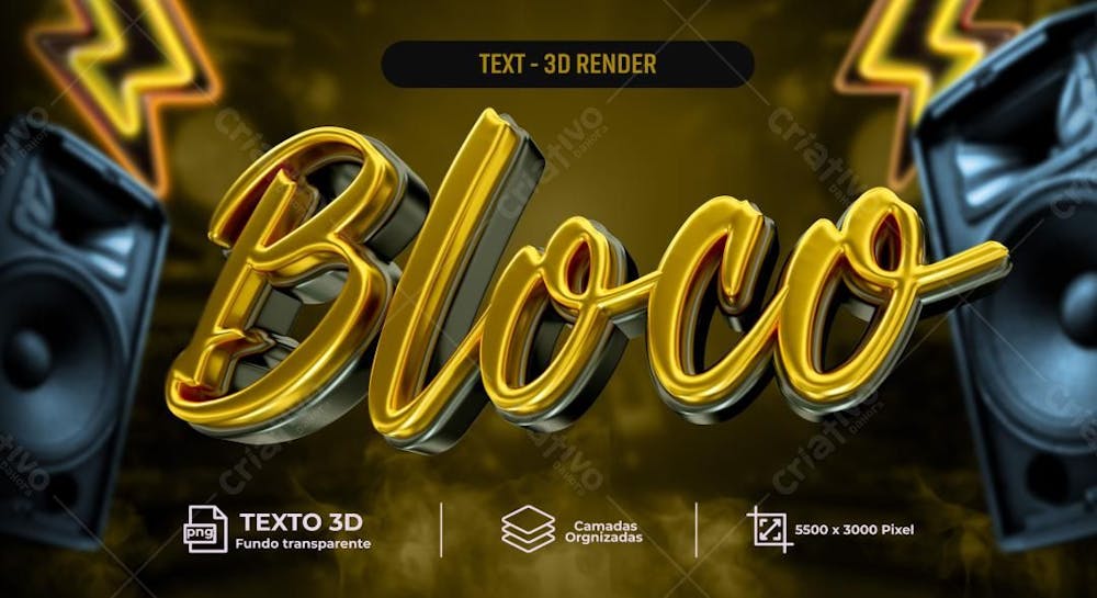 Psd 3D Render Escrita Bloco