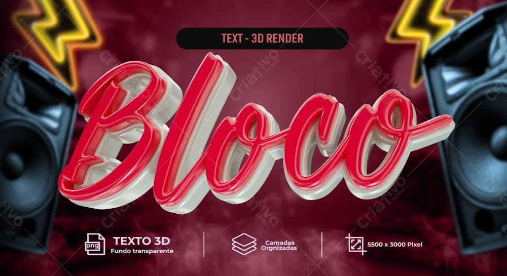 Psd 3D Render Escrita Bloco Cor Vermelha