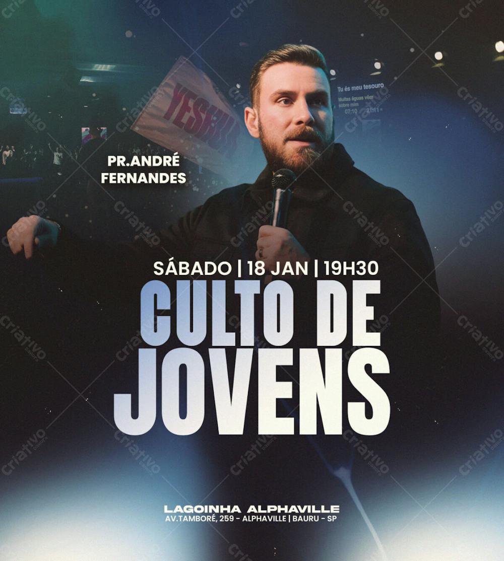 Culto De Jovens Lagoinha Alphaville Vira Brasil Cartaz De Igreja Church Editavel