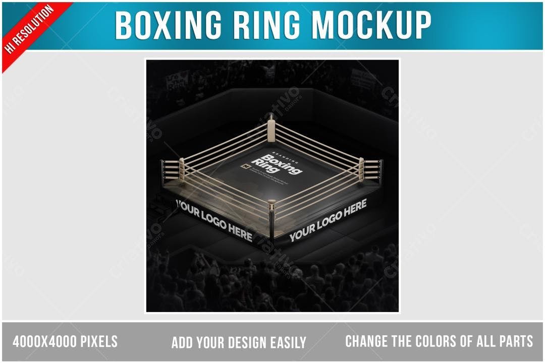Mockup Ringue de Boxe Isométrico Realista