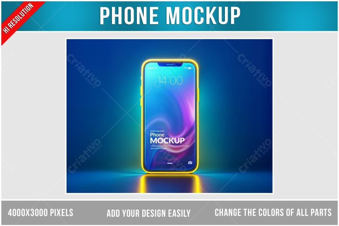 Mockup de Smartphone com Iluminação Neon