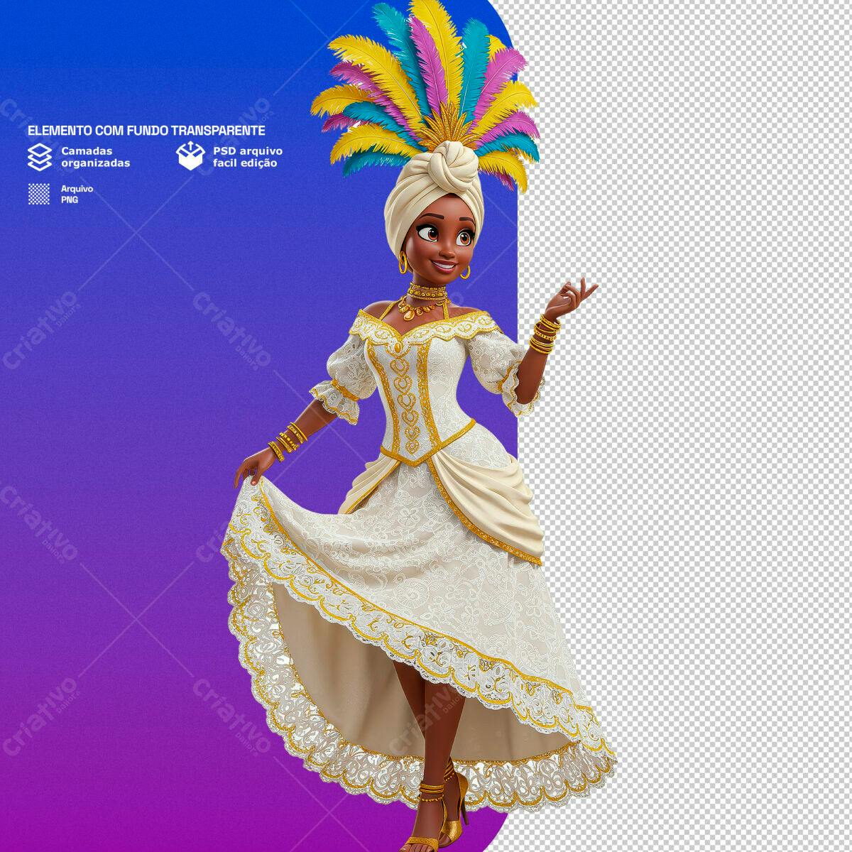 PSD Personagem Carnaval Brasileira PSD Editável