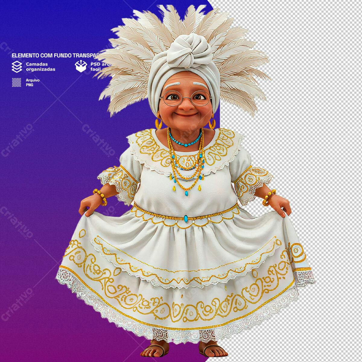 Ilustração Iyawo Yemanjá PSD Editável