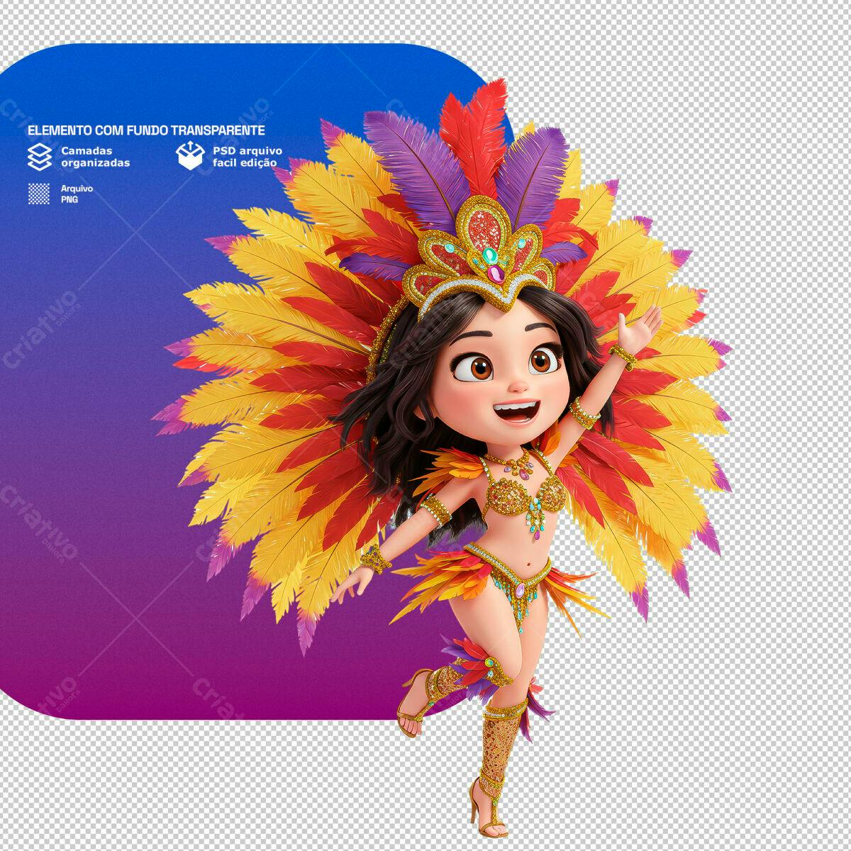 PSD Personagem Carnaval 3D PSD Editável