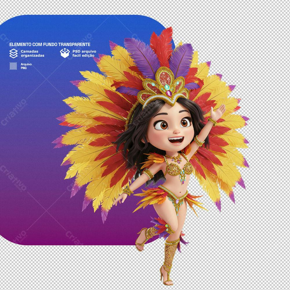 Personagem Estilo Mascote 3D Para Composição De Carnaval Png Transparente 2