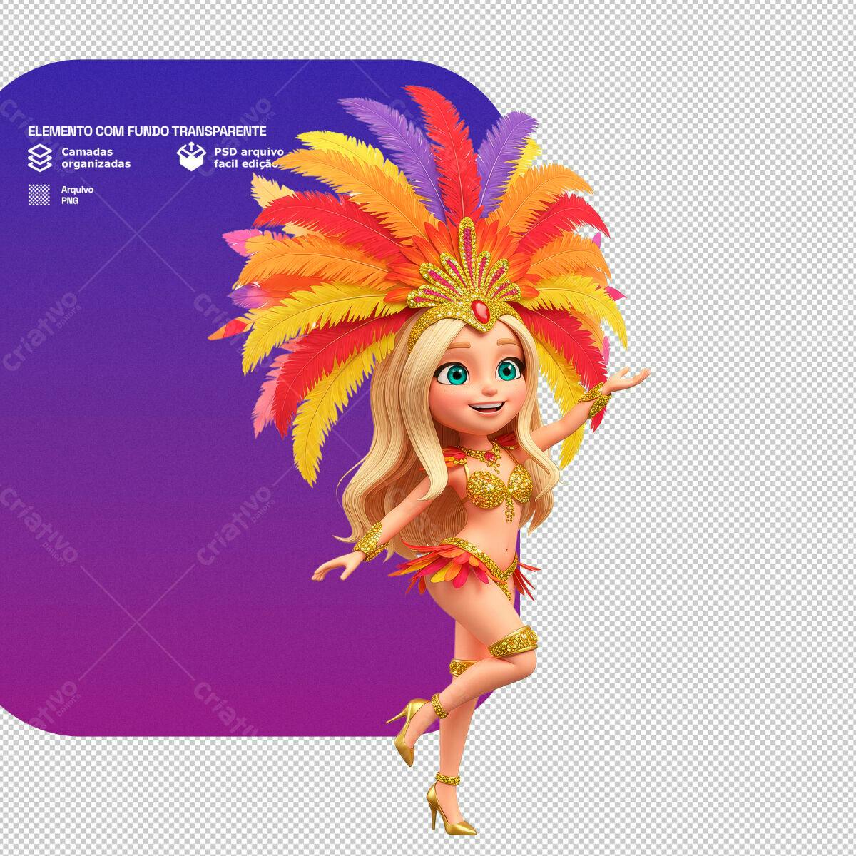 PSD Personagem Carnaval para Festa PSD Editável