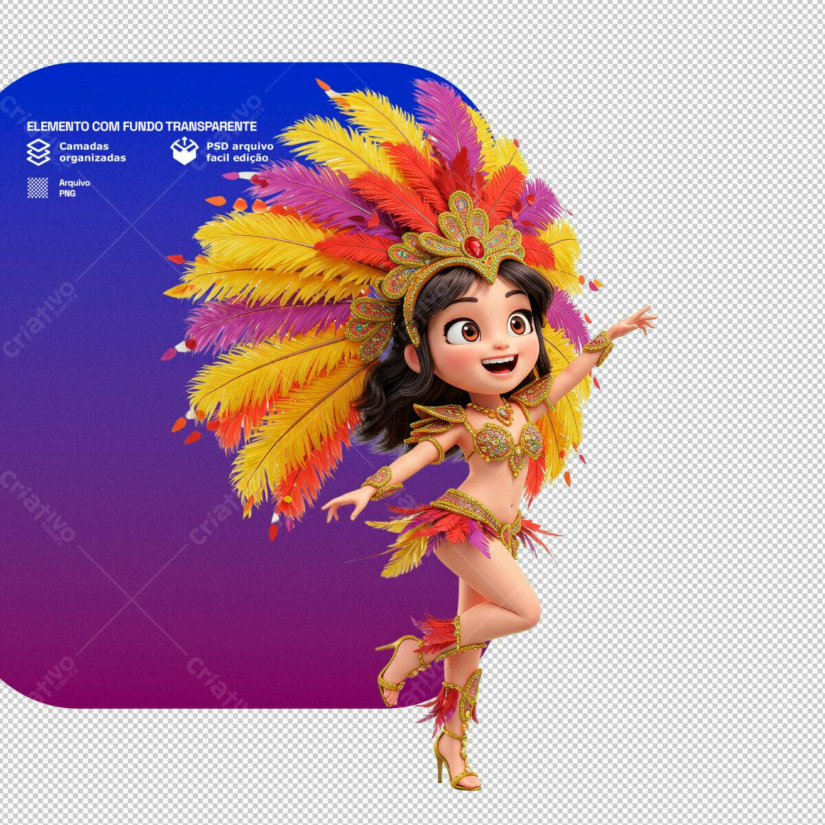 PSD Personagem Carnaval Infantil PSD Editável