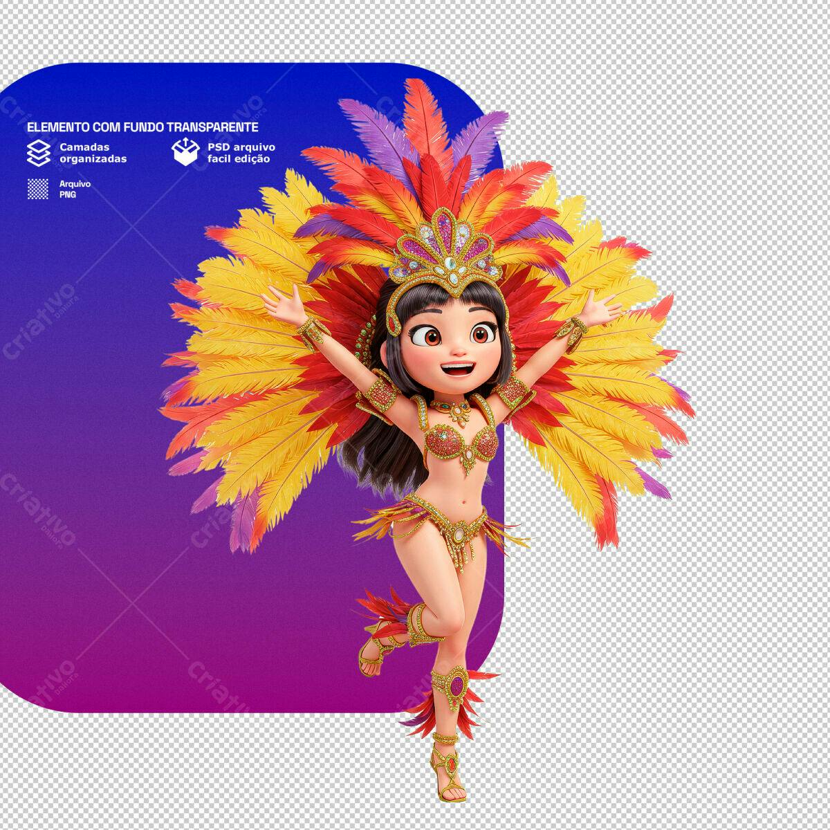 PSD Personagem de Carnaval para Festa PSD Editável