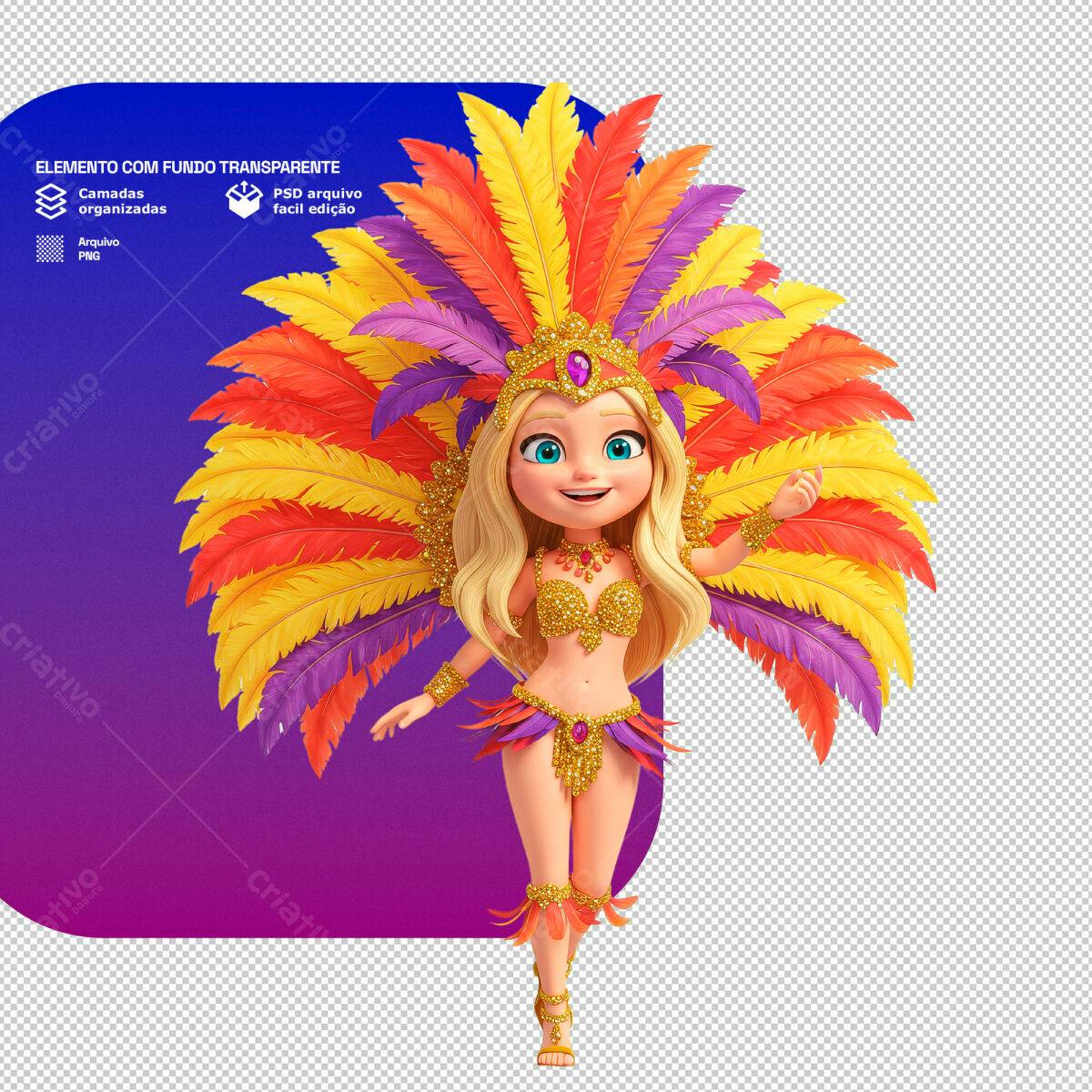Personagem Carnavalesco PSD Editável