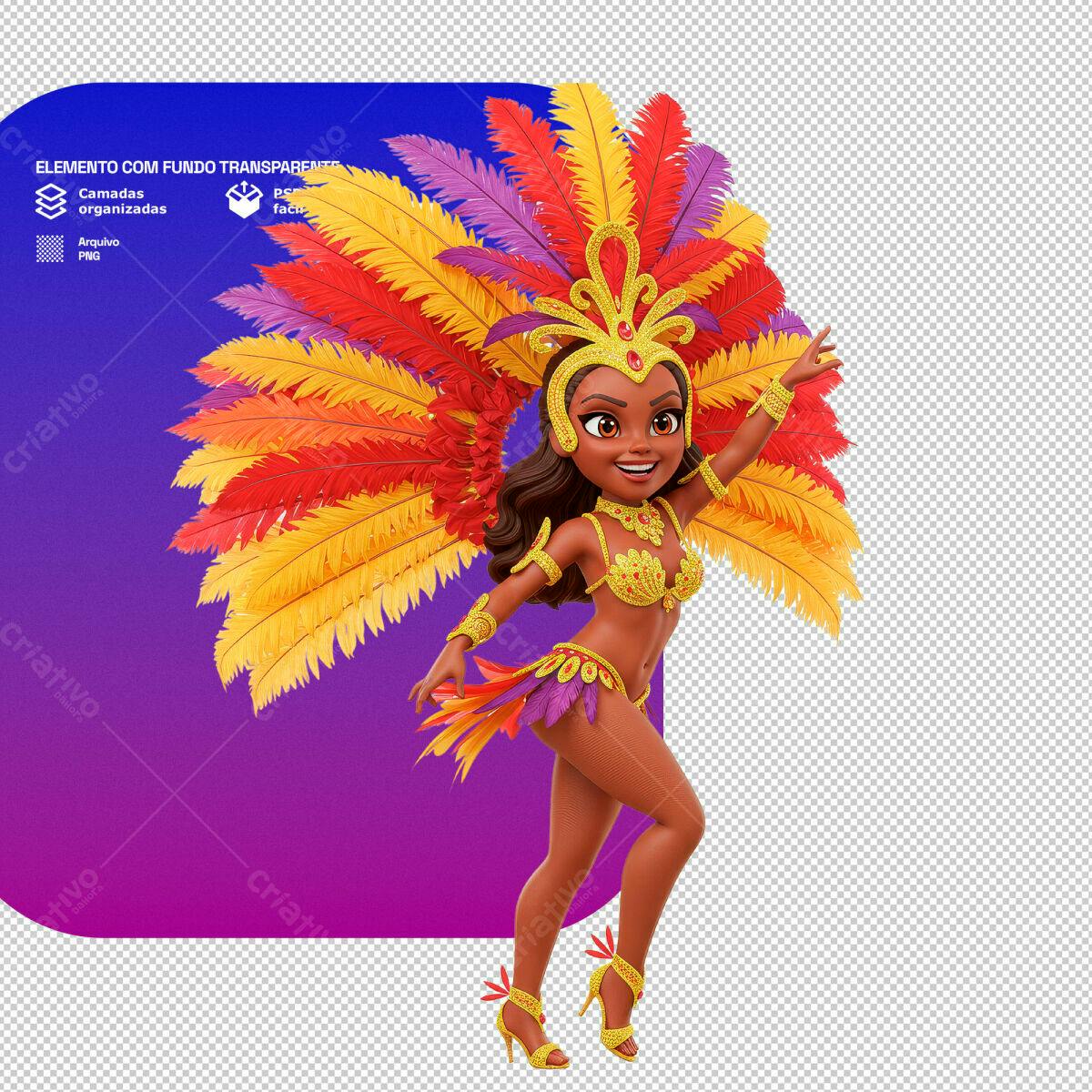 PSD Personagem Carnaval para Festa Brasileira PSD Editável