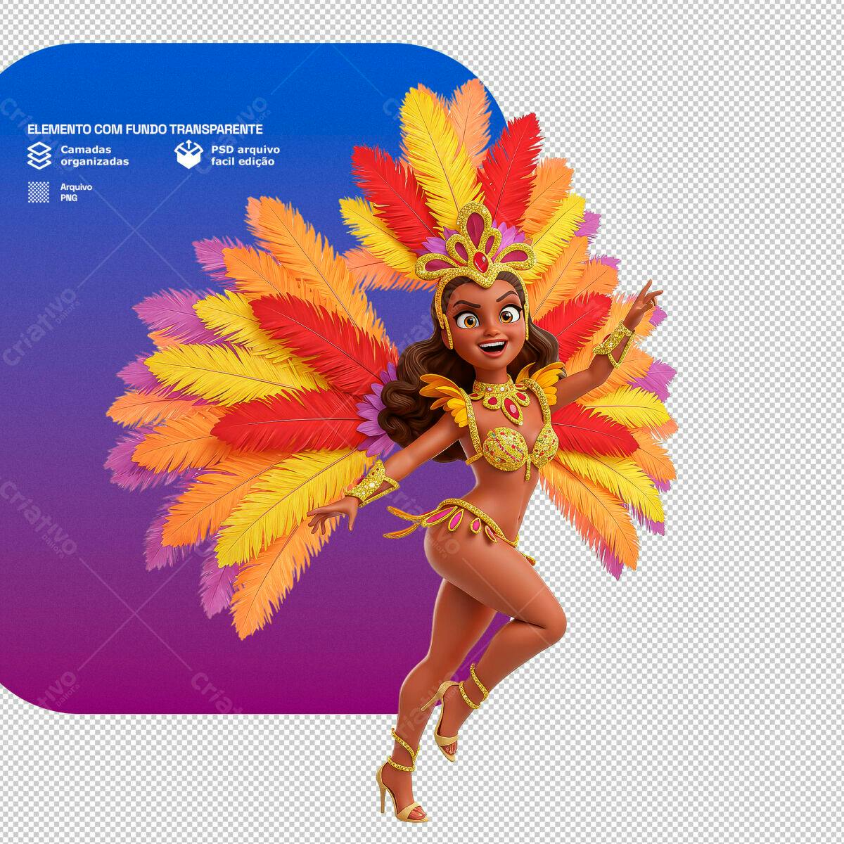 PSD de Bailarina de Carnaval para Festa PSD Editável