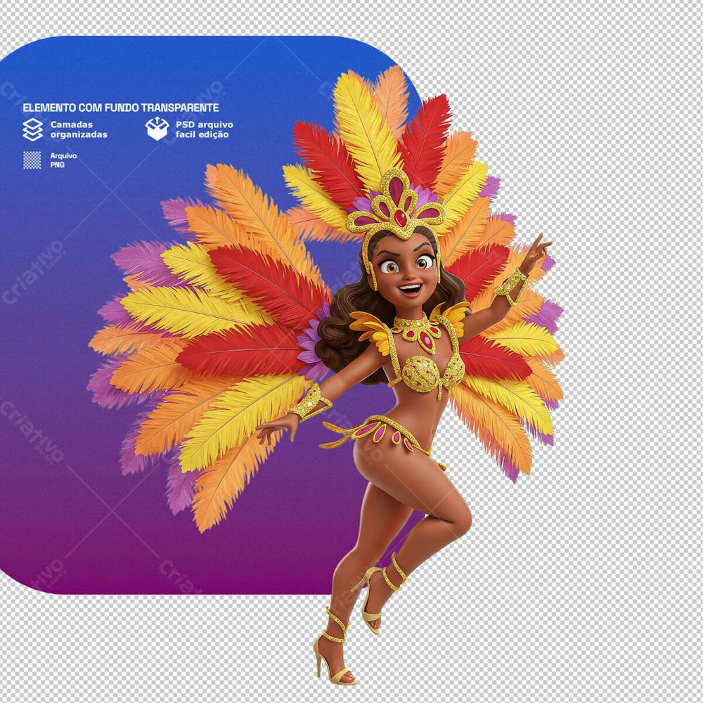 Personagem Estilo Mascote 3D Para Composição De Carnaval Png Transparente 2