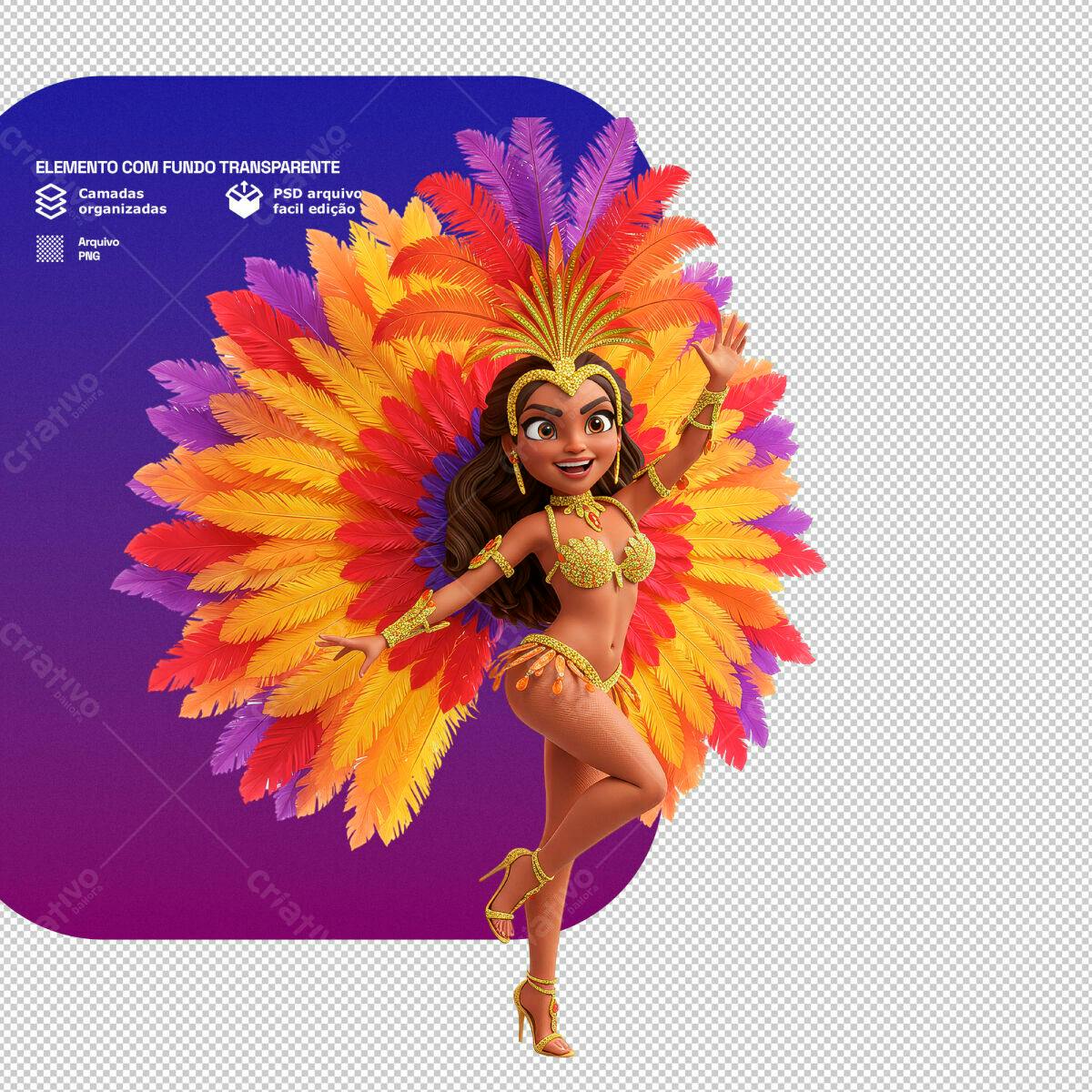 Ilustração de Bailarina de Carnaval PSD Editável