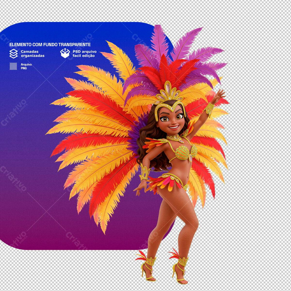 PSD Ilustração Carnaval Brasileira PSD Editável