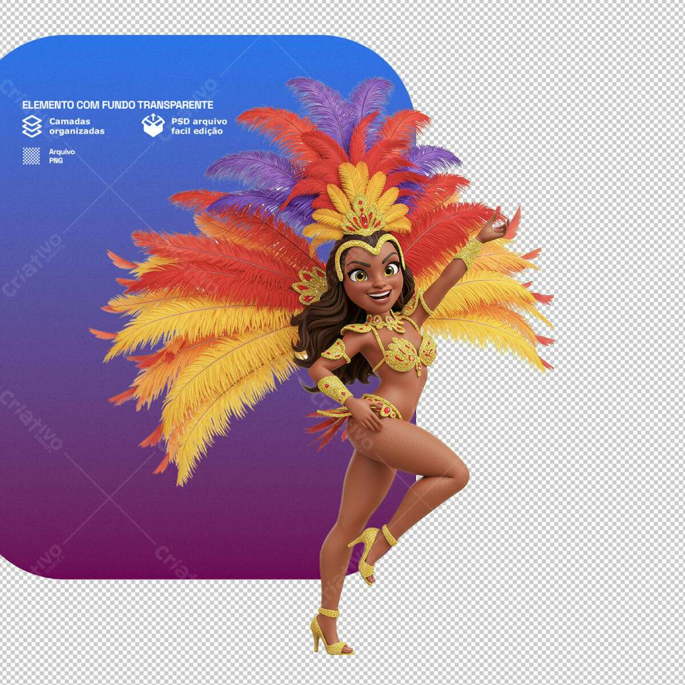 Personagem Estilo Mascote 3D Para Composição De Carnaval Png Transparente 1