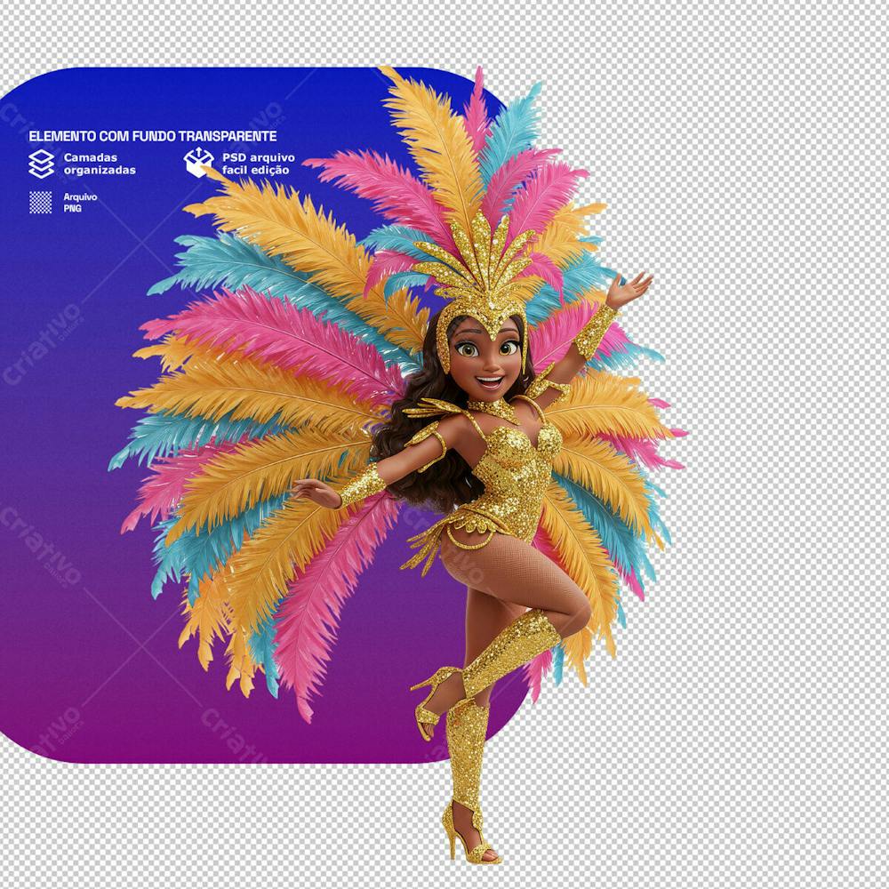 Personagem Estilo Mascote 3D Para Composição De Carnaval Png Transparente 5