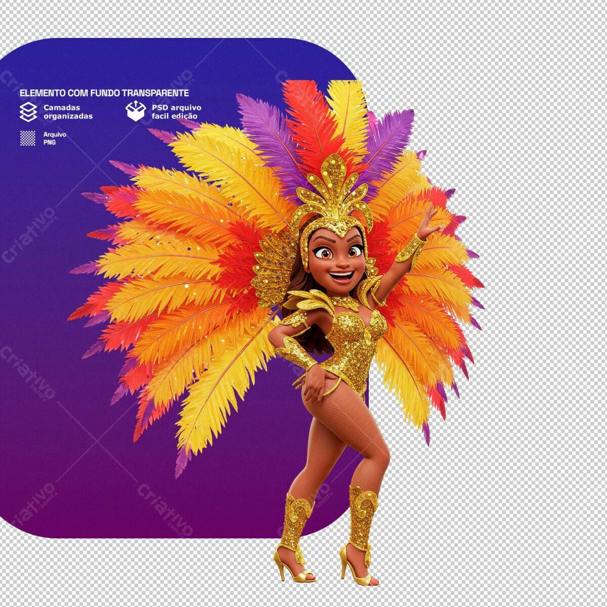 PSD Personagem Carnaval para Festa Brasileira PSD Editável