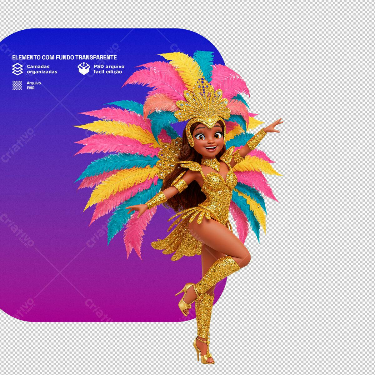PSD Personagem Carnaval para Festa Brasileira PSD Editável