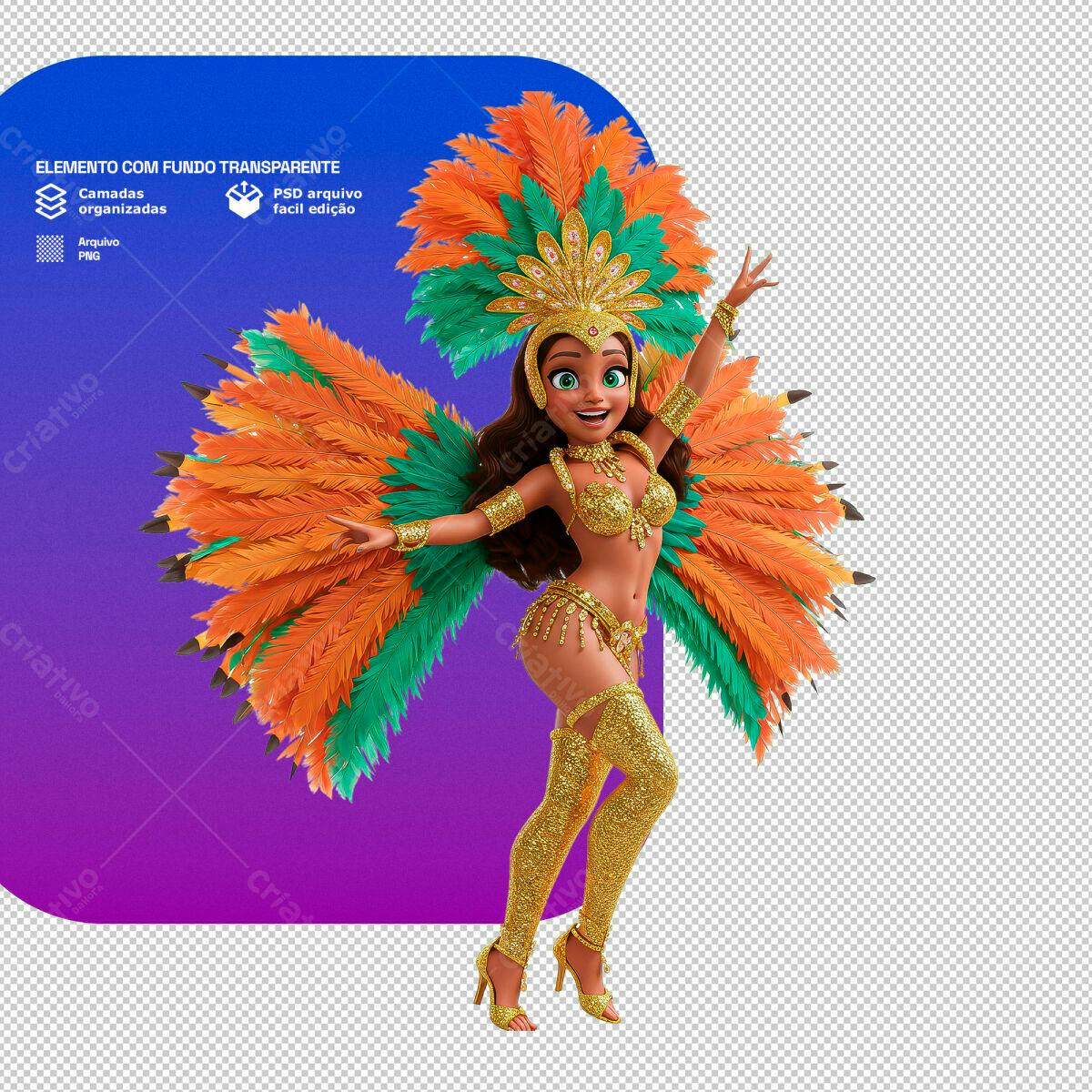 PSD Personagem Carnaval para Festa Brasileira PSD Editável