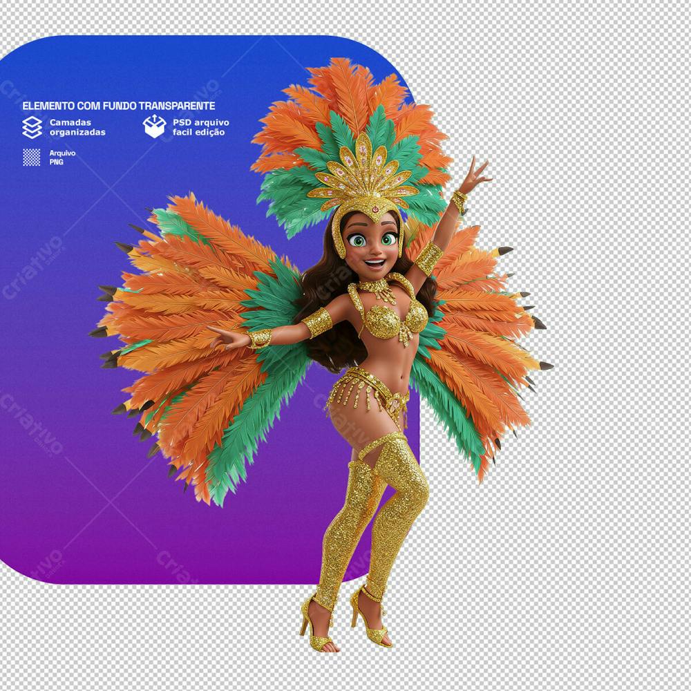 Personagem Estilo Mascote 3D Para Composição De Carnaval Png Transparente 3