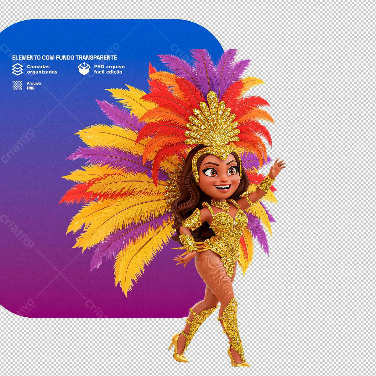 PSD Ilustração Carnaval Brasileira PSD Editável