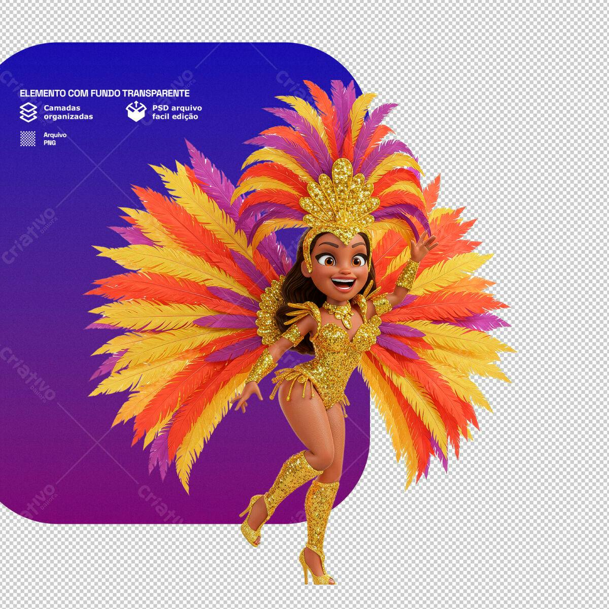 PSD Modelo de personagem Carnaval para festas PSD Editável