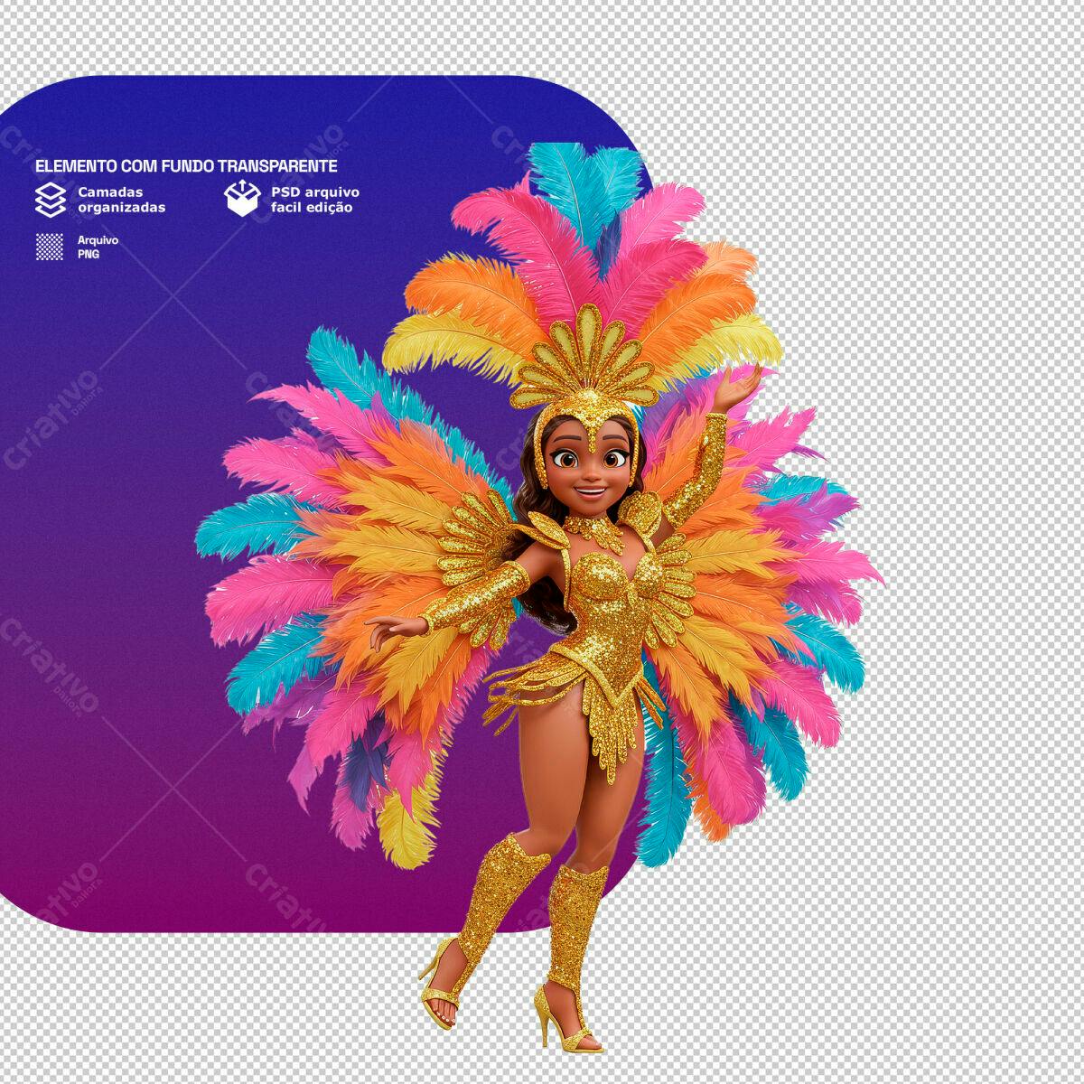 PSD para Carnaval com Modelo 3D PSD Editável