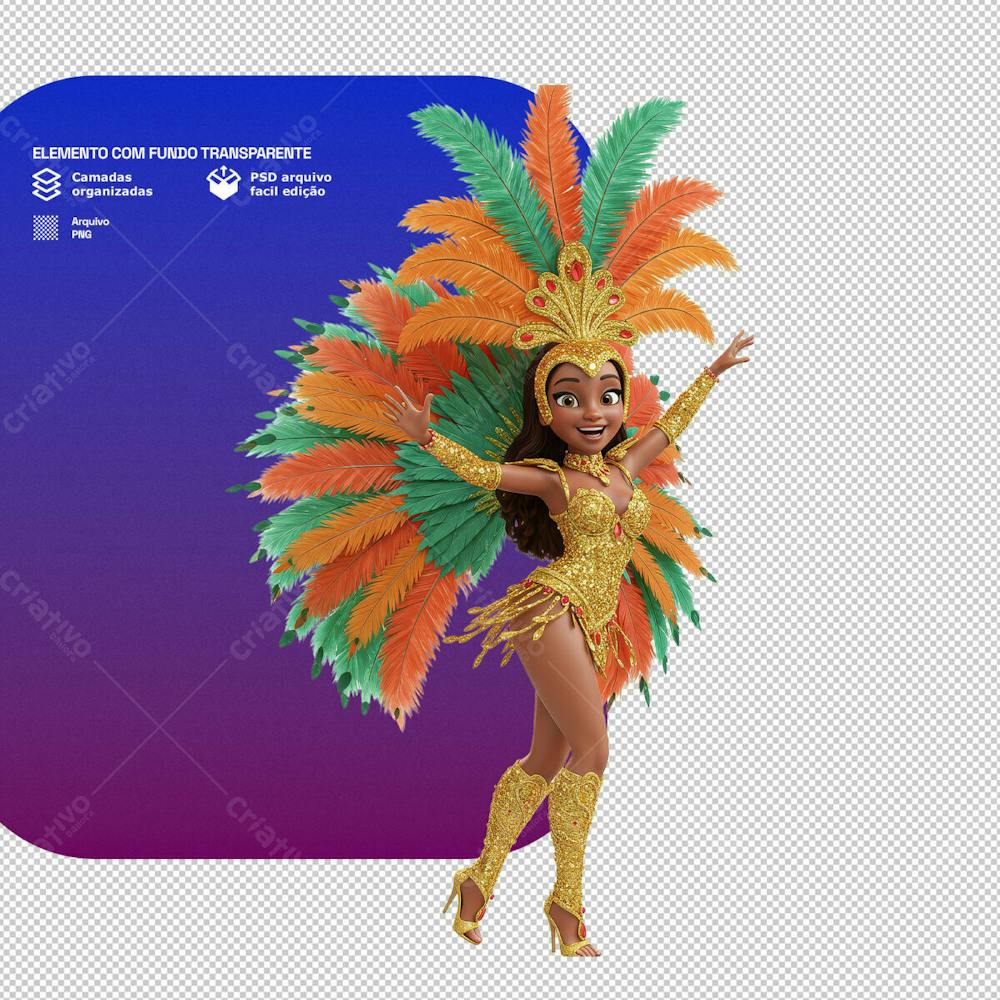 Personagem Estilo Mascote 3D Para Composição De Carnaval Png Transparente 4