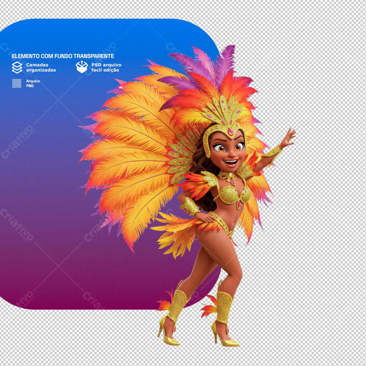 Personagem Carnavalesca PSD Editável