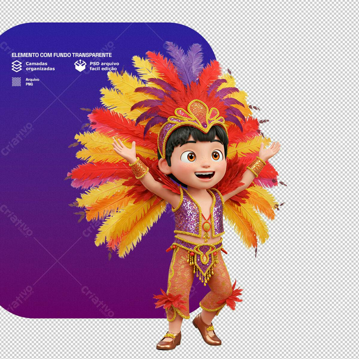 Personagem Carnavalesco PSD Editável