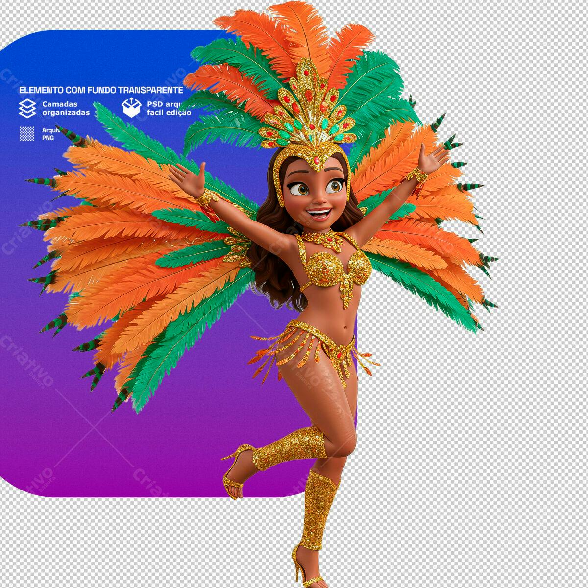 PSD Bailarina de Carnaval para Festa PSD Editável