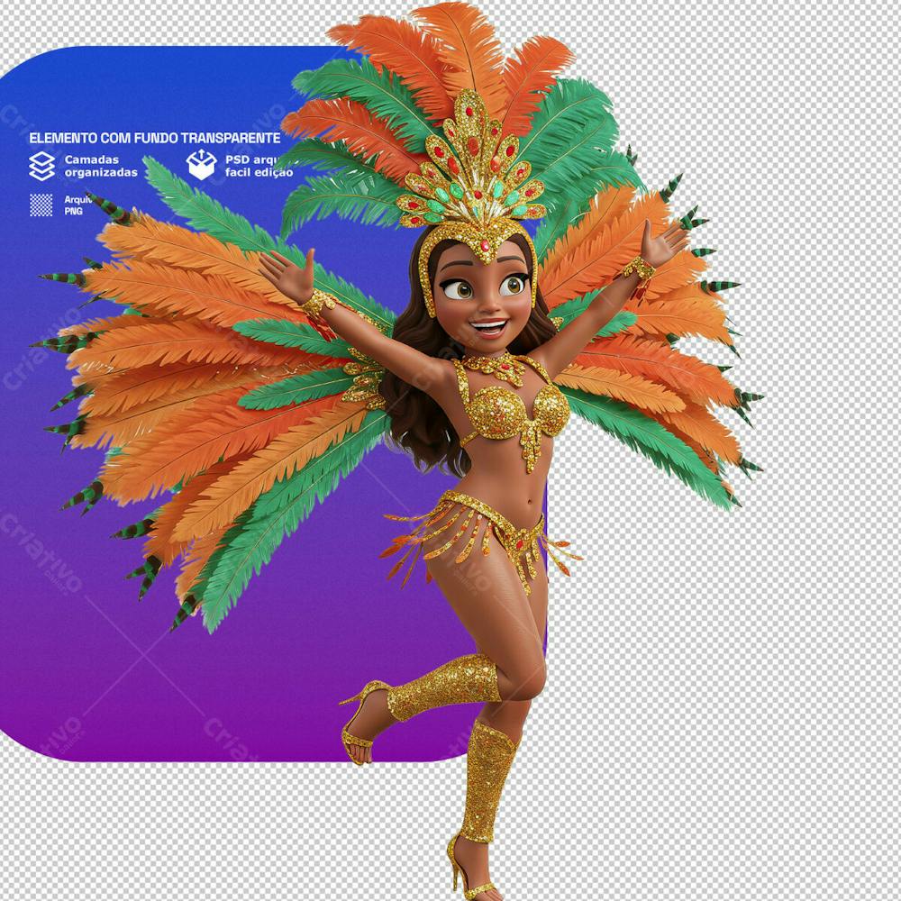 Personagem Estilo Mascote 3D Para Composição De Carnaval Png Transparente 3