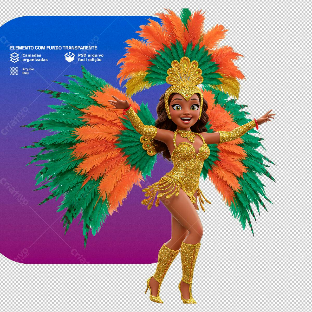 PSD de Bailarina de Carnaval para Festa PSD Editável