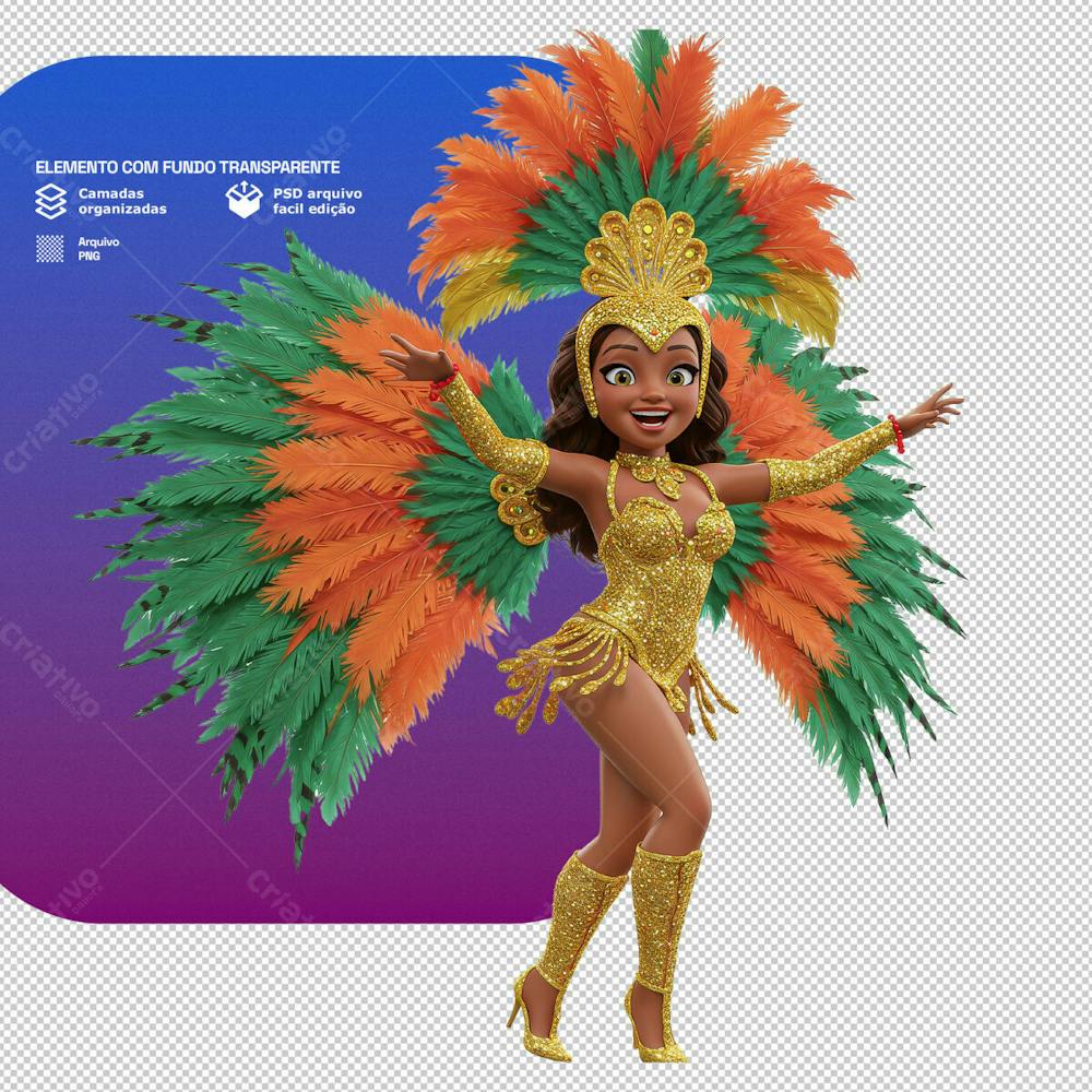 Personagem Estilo Mascote 3D Para Composição De Carnaval Png Transparente 2