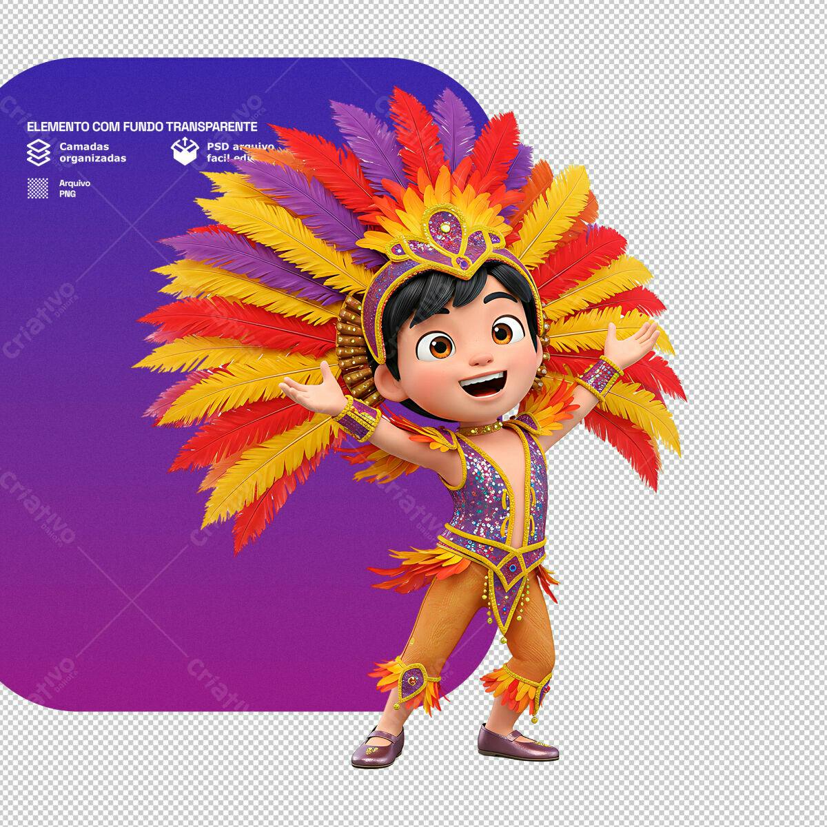 PSD Personagem Carnaval Infantil PSD Editável