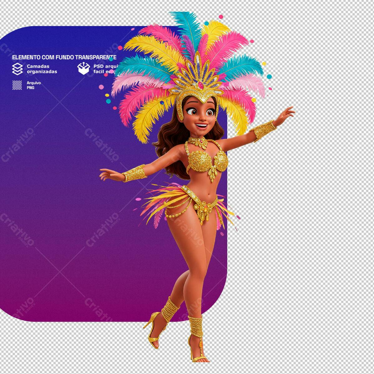 PSD de Bailarina de Carnaval para Festa PSD Editável