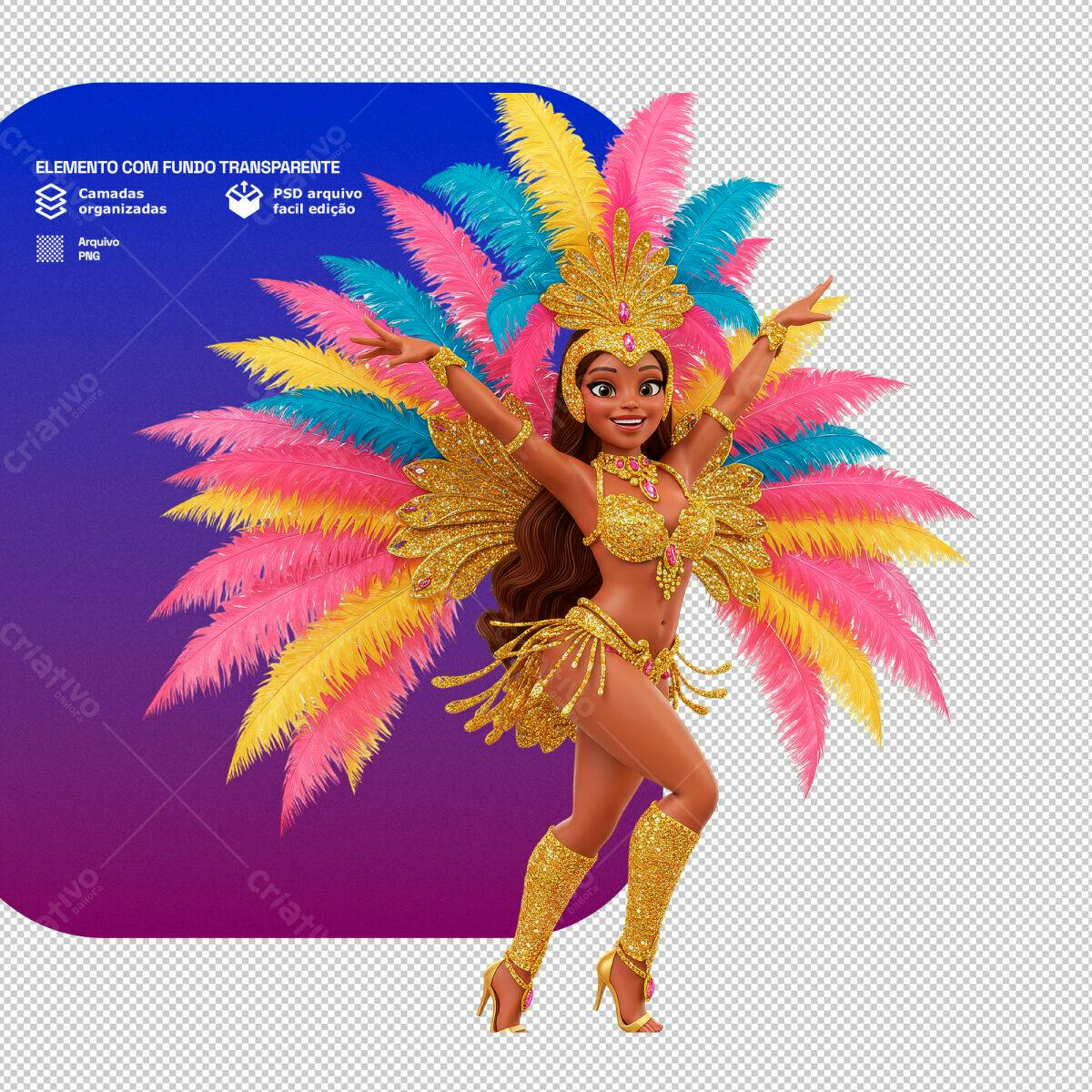Personagem Carnavalesca PSD Editável
