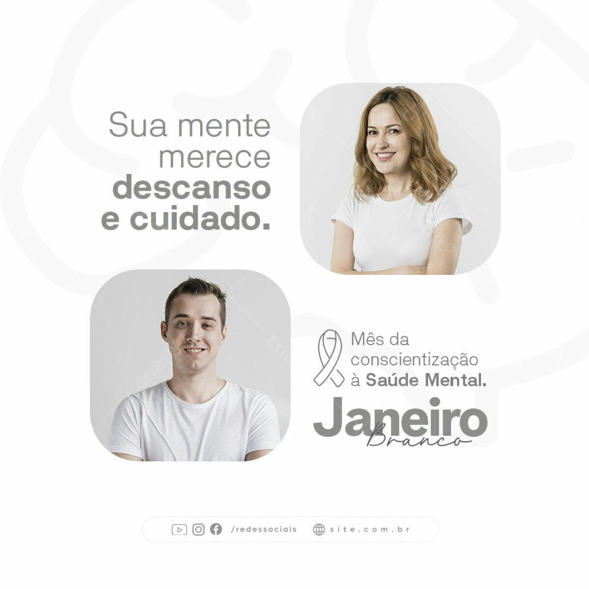 Postagem Janeiro Branco PSD Editável